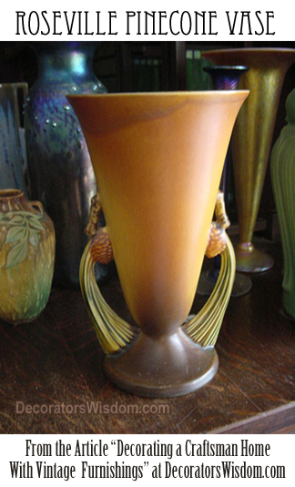 Roseville Art Pottery: The Pinecone Two-Handled Vase #747 in the Brown Colorway