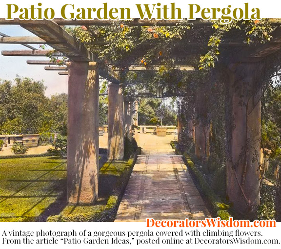  A Patio Garden With Pergola in Pasadena, California. This Is a Hand-Colored Vintage Photograph by Noteworthy Photographer Frances Benjamin Johnston, Circa Spring 1917.
