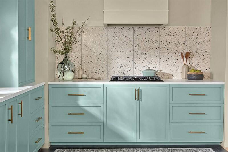 Kitchen Painted Using Renew Blue, Which Is Valspar's Selection for 2024 Color of the Year Renew Blue -- Valspar 2024 Color of the Year, Renew Blue (8003-37D) – a balanced blue with a touch of grayed sea-green