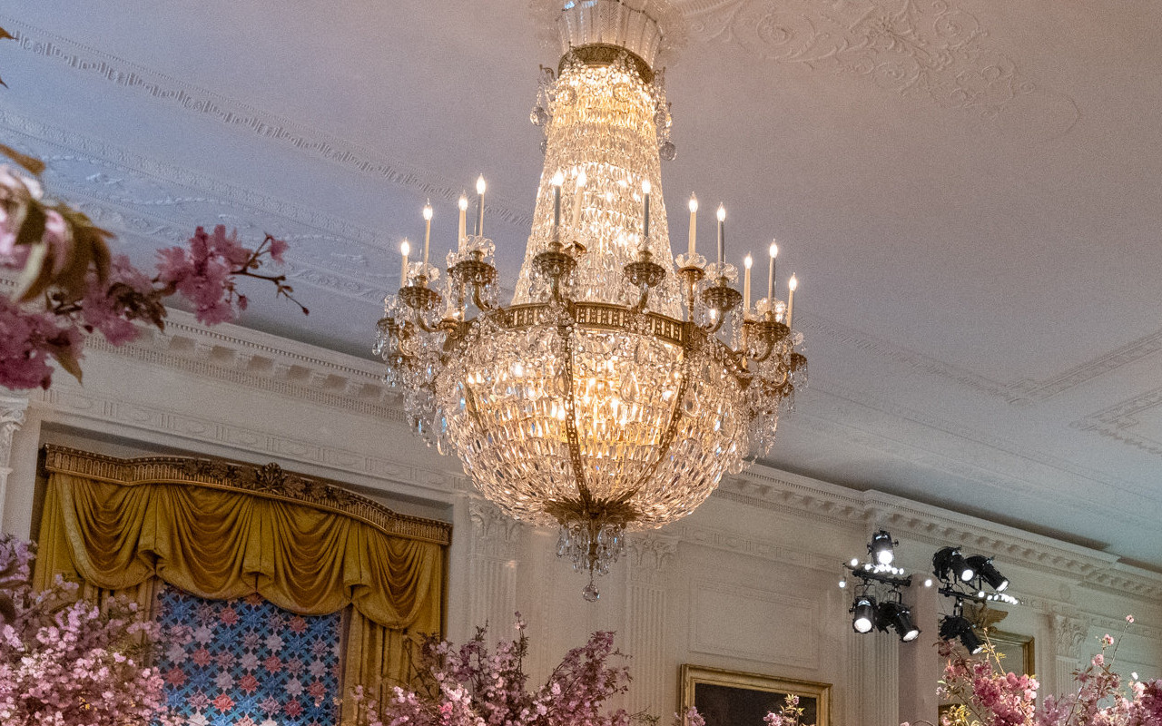 The East Room of the White House is decorated for the State Dinner for President Yoon Suk Yeol of the Republic of Korea, Wednesday, April 26, 2023. (Official White House Photo by Erin Scott)
