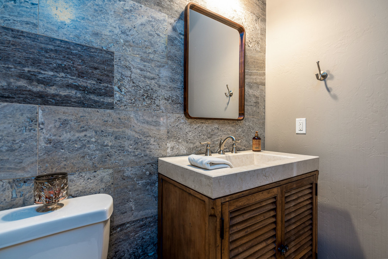 Contemporary Bathroom Design With Natural Stone Tile -- Photo Courtesy of Bill Wilson, OKCHomeseller on Flickr 