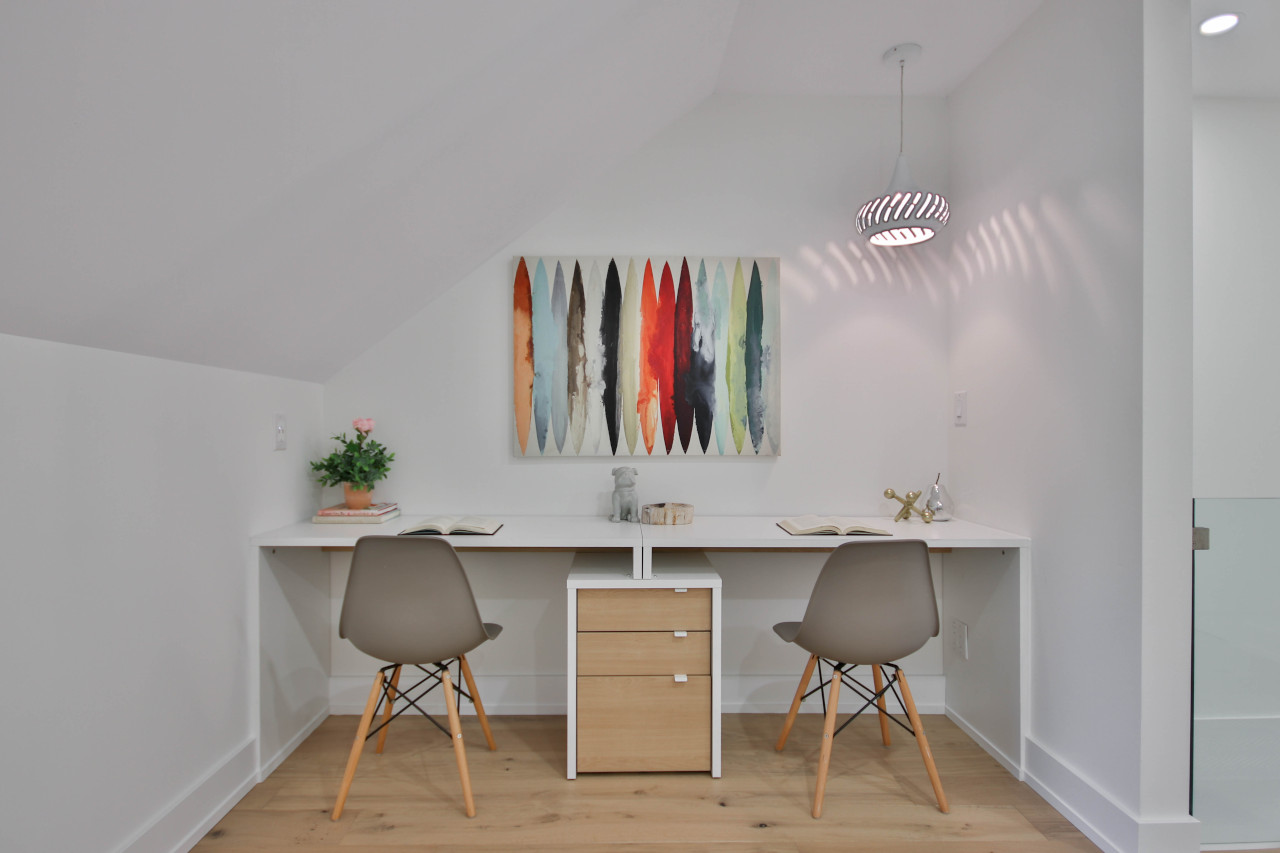 Home Office for Two With Abstract Wall Art -- Photo Courtesy of Sidekix Media