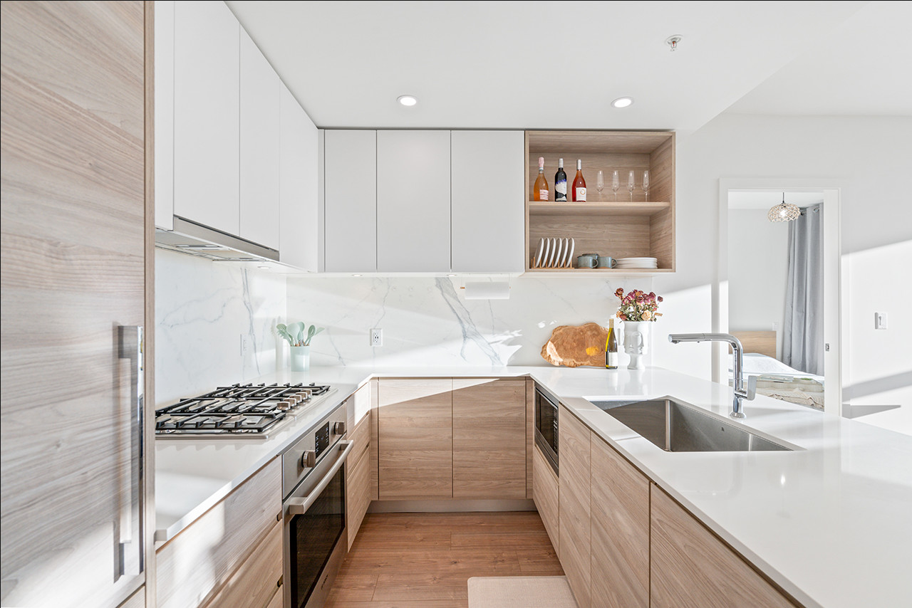 Kitchen Trends 2024: White + Woodgrain Textures; Photo courtesy of interior design by Michael Le (@michaelle18) at Unsplash