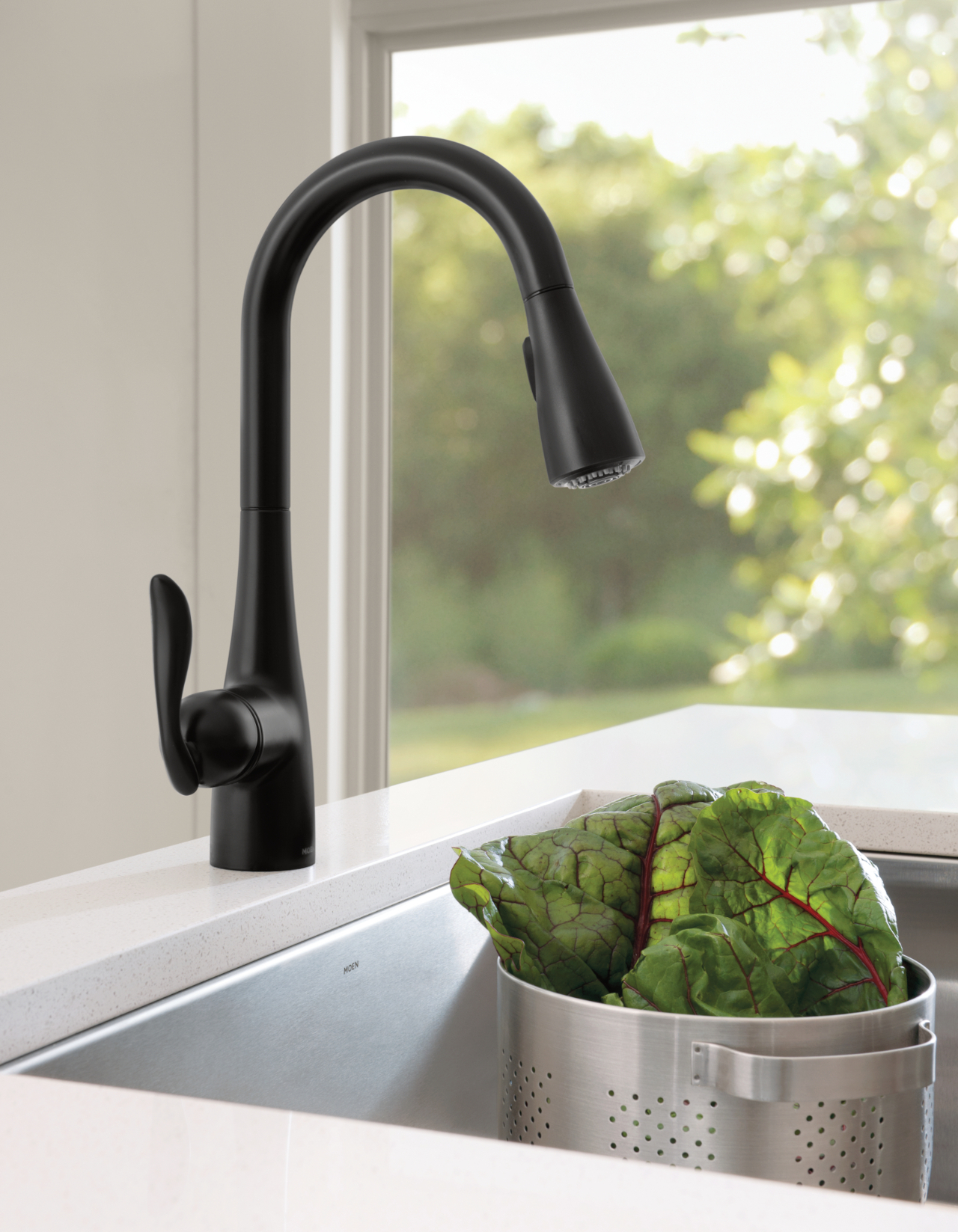Matte Black Arbor Faucet Featuring Powerboost Technology by Moen -- Photo Courtesy of Moen 