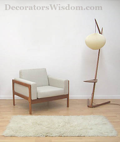 Danish Modern Furniture With Sculptural Floor Lamp - What's old is new again. This sculptural vintage floor lamp illustrates one of the most important lighting trends 2024.
