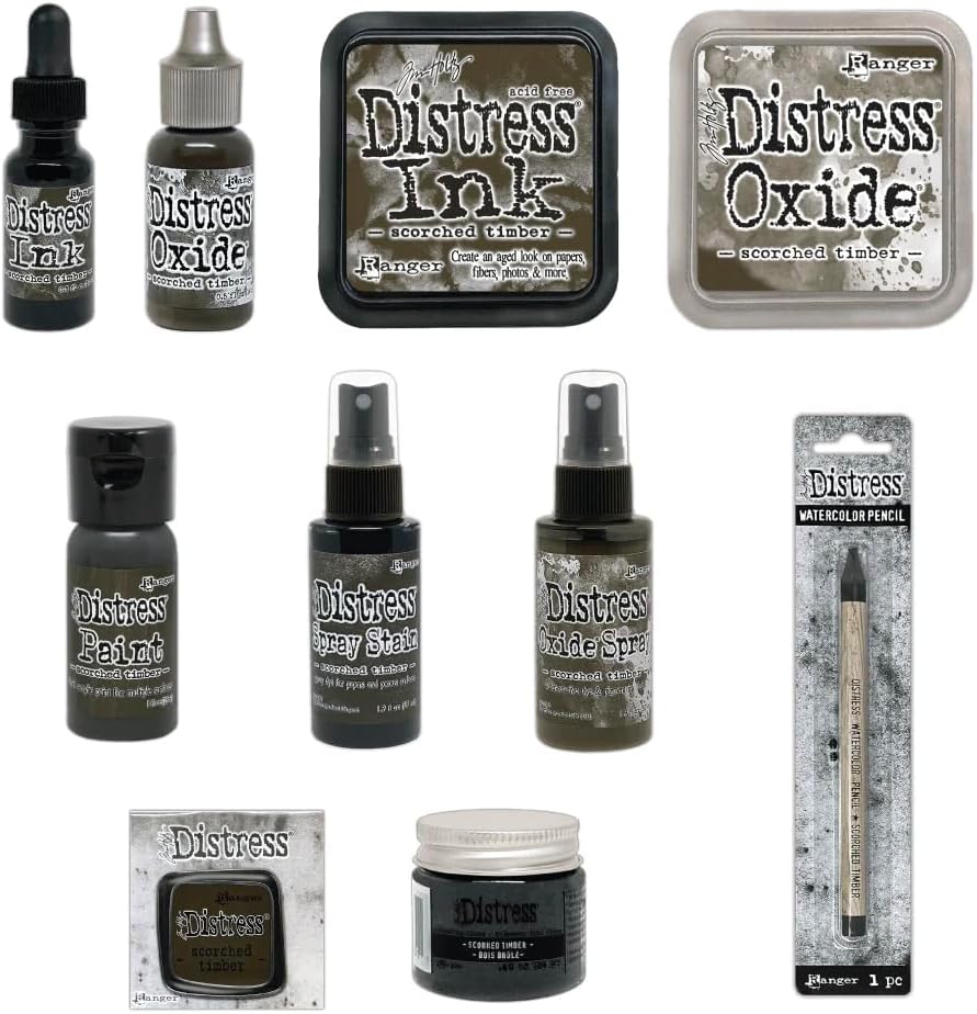 Scorched Timber Distress Ink Pads and Coordinating Mixed Media Art Supplies by Tim Holtz for Ranger Industries